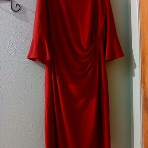 Kasper Red Long Sleeve Dress